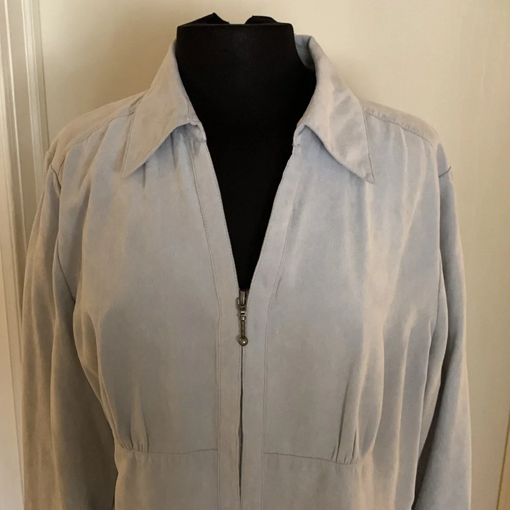 Lite Gray Cato Faux Suede Top - Picture 2 of 7